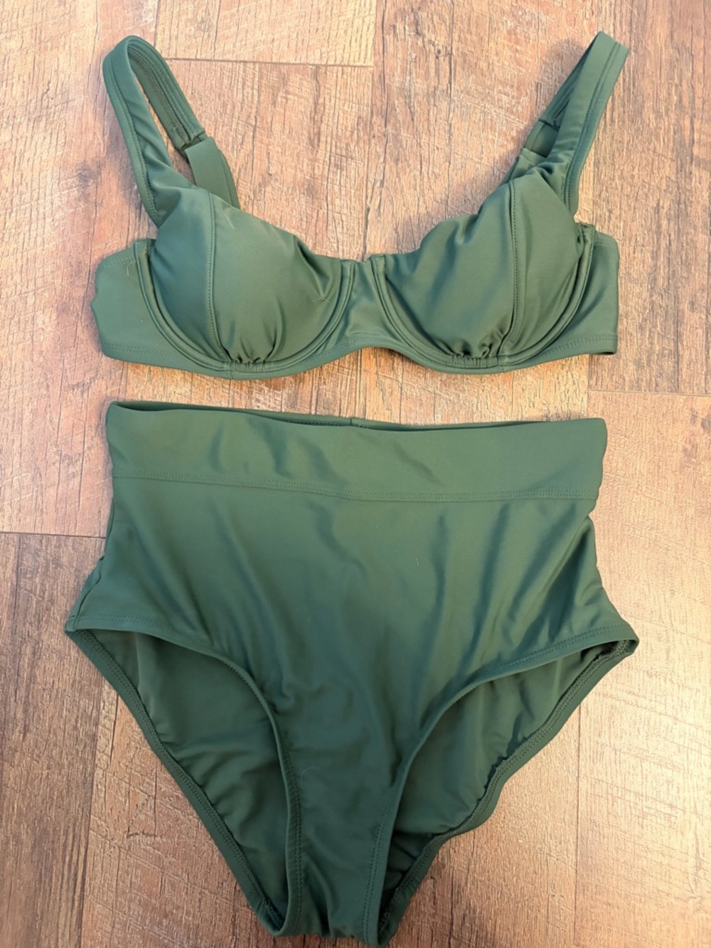 Target Olive Green Underwire High-Waist Bikini Set